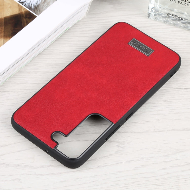 For Samsung Galaxy S22 5G SULADA Shockproof TPU + Handmade Leather Phone Case(Red) - Galaxy S22 5G Cases by SULADA | Online Shopping UK | buy2fix