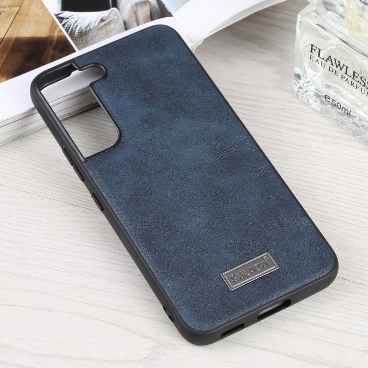 For Samsung Galaxy S22 5G SULADA Shockproof TPU + Handmade Leather Phone Case(Blue) - Galaxy S22 5G Cases by SULADA | Online Shopping UK | buy2fix