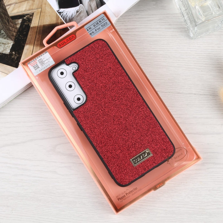 For Samsung Galaxy S22 5G SULADA Shockproof TPU + Handmade Leather Phone Case(Red) - Galaxy S22 5G Cases by SULADA | Online Shopping UK | buy2fix