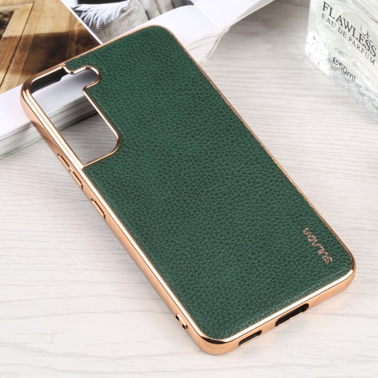 For Samsung Galaxy S22 5G SULADA Shockproof TPU + Handmade Leather Phone Case(Green) - Galaxy S22 5G Cases by SULADA | Online Shopping UK | buy2fix