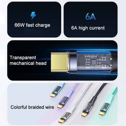 USAMS US-SJ572 Type-C / USB-C 66W Aluminum Alloy Transparent Charging Cata Cable, Length: 1.2m(Green) -  by USAMS | Online Shopping UK | buy2fix