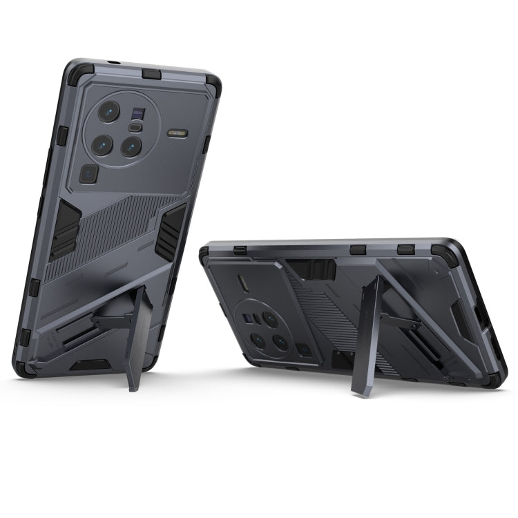 For vivo X80 Pro Punk Armor PC + TPU Phone Case with Holder(Grey) - OPPO & vivo Accessories by buy2fix | Online Shopping UK | buy2fix