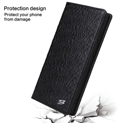 For Samsung Galaxy S22 Ultra 5G Fierre Shann Crocodile Texture Magnetic Genuine Leather Phone Case(Black) - Galaxy S22 Ultra 5G Cases by FIERRE SHANN | Online Shopping UK | buy2fix