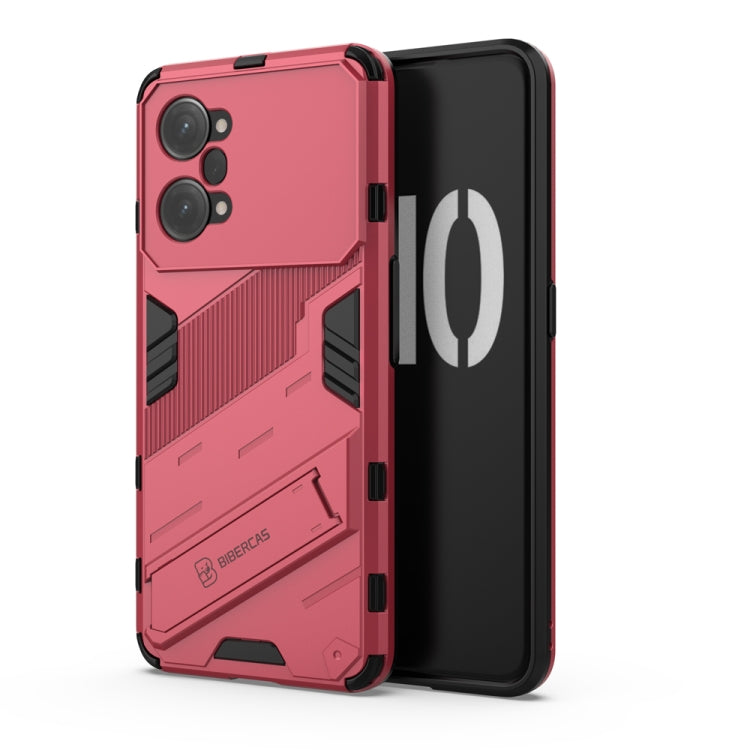 For OPPO K10 Pro 5G China Punk Armor 2 in 1 PC + TPU Shockproof Phone Case with Invisible Holder(Light Red) - OPPO Cases by buy2fix | Online Shopping UK | buy2fix