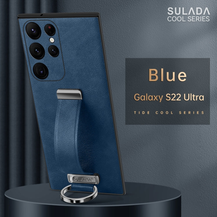 For Samsung Galaxy S22 Ultra 5G SULADA Cool Series PC + Leather Texture Skin Feel Shockproof Phone Case(Blue) - Galaxy S22 Ultra 5G Cases by SULADA | Online Shopping UK | buy2fix