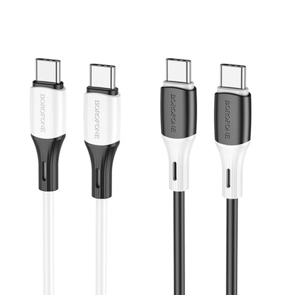 Borofone BX79 Type-C / USB-C to Type-C / USB-C 60W Silicone Sync Data Charging Cable, Length: 1m(White) - USB-C & Type-C Cable by Borofone | Online Shopping UK | buy2fix