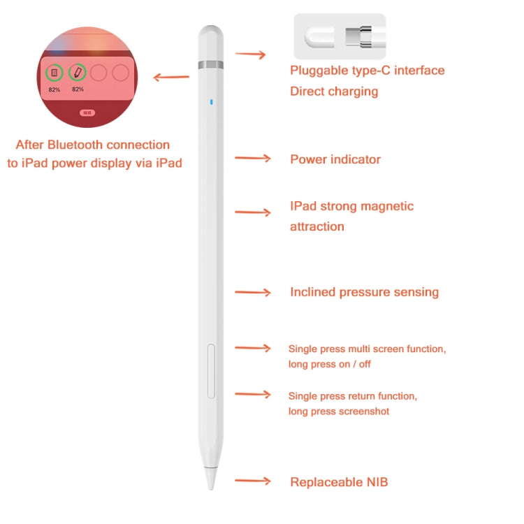 JD50 Bluetooth Active Stylus Pencil with Palm Rejection for iPad After 2018 Version - Stylus Pen by buy2fix | Online Shopping UK | buy2fix