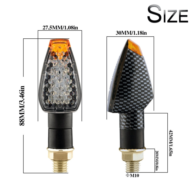 2 PCS KC025 Motorcycle 14LED Turn Signal Light(Lattice Shell + Transparent Black Lenses) - In Car by buy2fix | Online Shopping UK | buy2fix