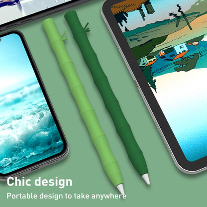 Bamboo Liquid Silicone Gel Stylus Pen Protective Case For Apple Pencil 1(Dark Green) - Pencil Accessories by buy2fix | Online Shopping UK | buy2fix