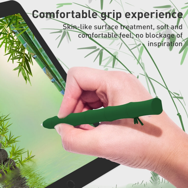 Bamboo Liquid Silicone Gel Stylus Pen Protective Case For Apple Pencil 2(Dark Green) - Pencil Accessories by buy2fix | Online Shopping UK | buy2fix