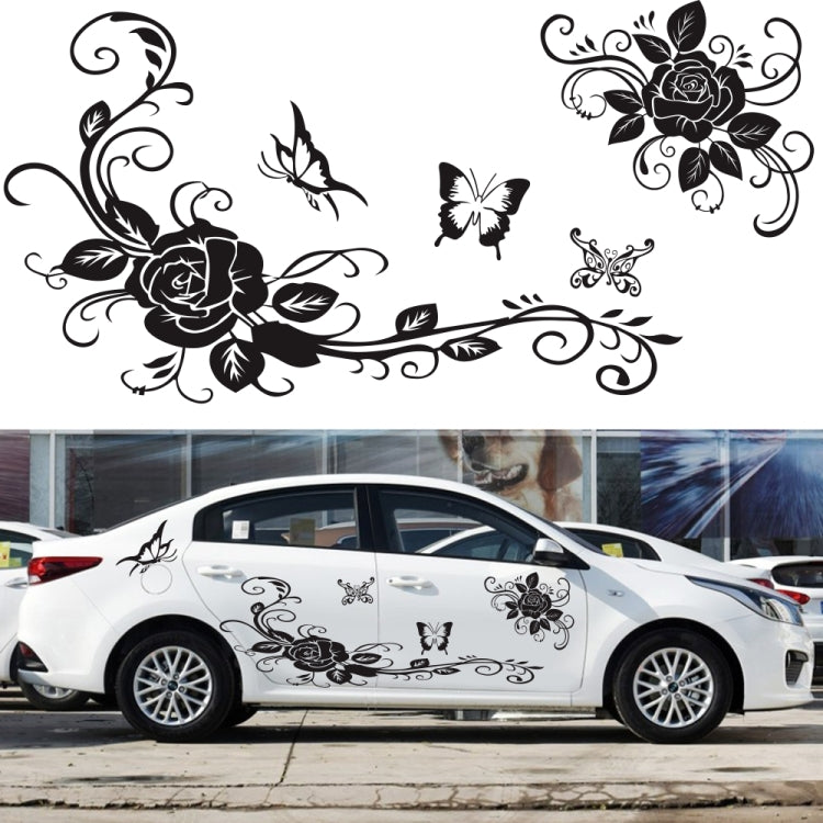 2 PCS/Set D-72 Butterfly Love Flower Pattern Car Modified Decorative Sticker(Red) - In Car by buy2fix | Online Shopping UK | buy2fix