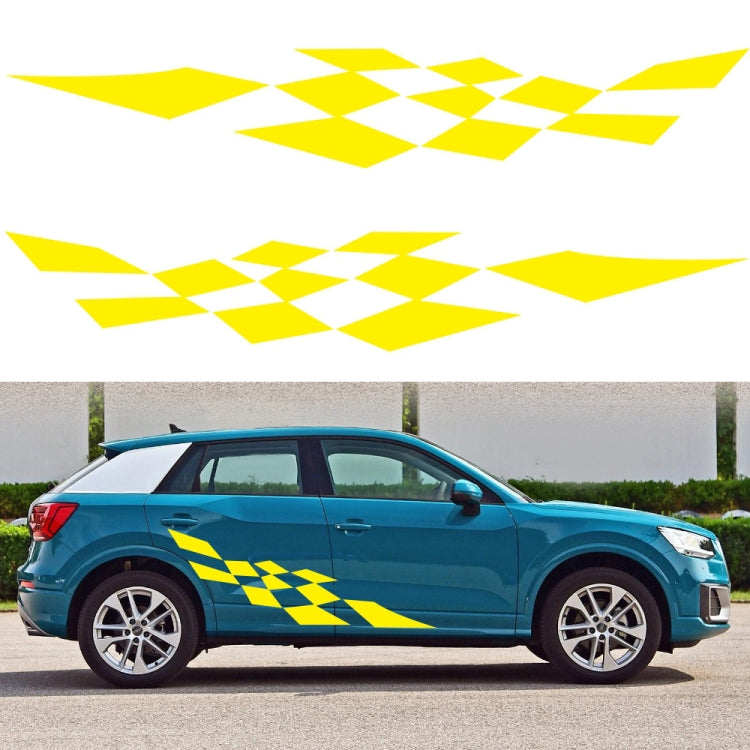 2 PCS/Set D-943 Checkered Flag Pattern Car Modified Decorative Sticker(Yellow) - In Car by buy2fix | Online Shopping UK | buy2fix