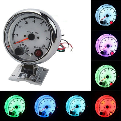 Car Modified 7 Background Lights Tachometer 0-8000RPM for 4/6/8 Cylinder Engines - In Car by buy2fix | Online Shopping UK | buy2fix