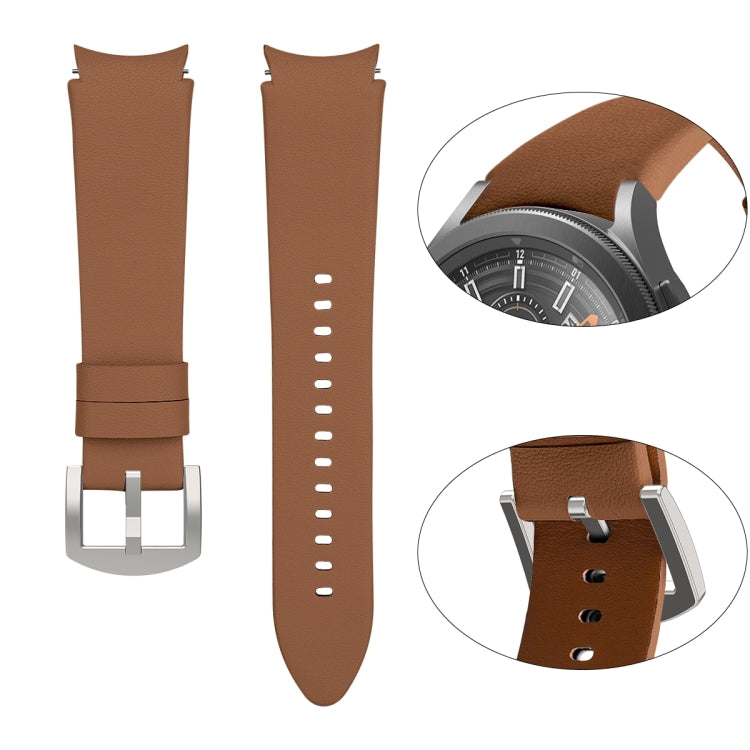 For Samsung Galaxy Watch5 Pro 45mm/5 44mm/5 40mm Genuine Leather Watch Band(Brown) - Smart Wear by buy2fix | Online Shopping UK | buy2fix