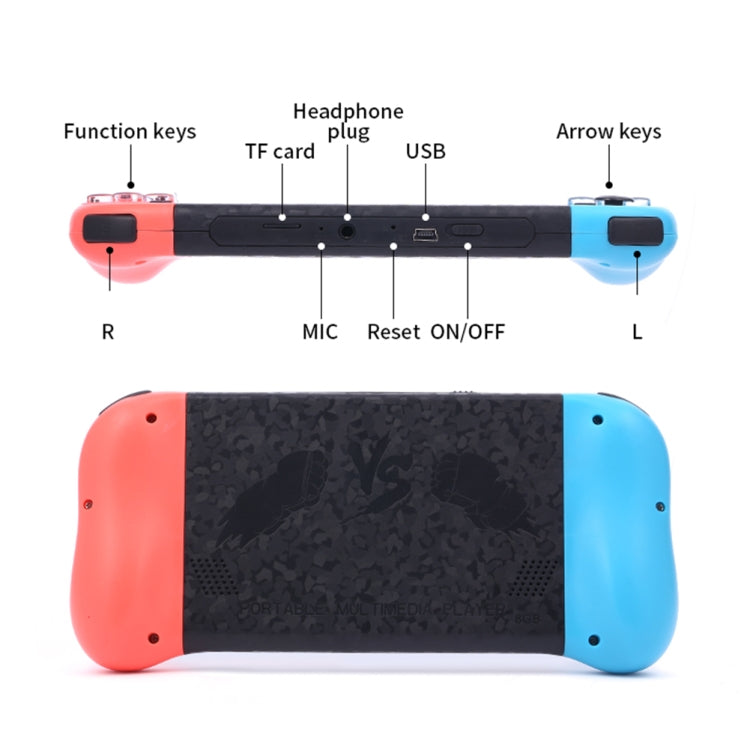 X50 5.1 inch Screen Handheld Retro Game Console 8G Memory with 6000+ Games(Red+Blue) - Pocket Console by buy2fix | Online Shopping UK | buy2fix