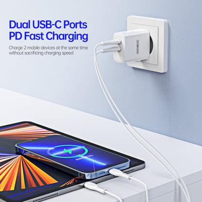 DUZZONA T4 PD 35W Dual Type-C Ports Travel Charger, Plug Type:EU Plug(White) - Apple Accessories by DUZZONA | Online Shopping UK | buy2fix