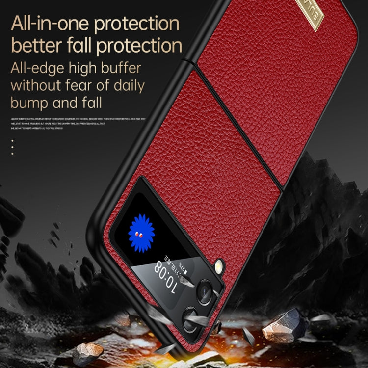 For Samsung Galaxy Z Flip4 SULADA Shockproof TPU + Handmade Leather Phone Case(Orange) - Galaxy Z Flip4 5G Cases by SULADA | Online Shopping UK | buy2fix