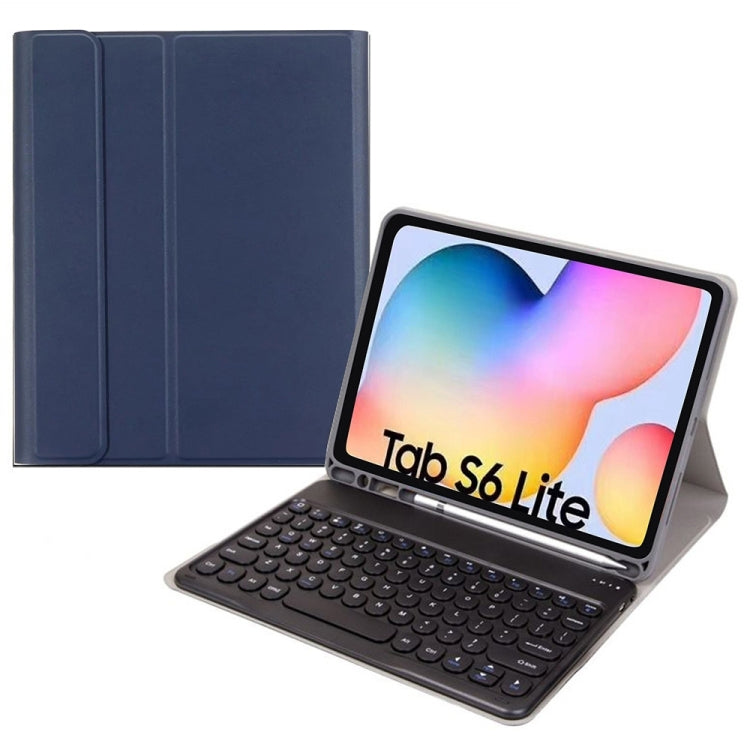 Round Cap Bluetooth Keyboard Leather Case with Pen Slot, without Touchpad For Samsung Galaxy Tab S7(Dark Blue+Black Keyboard) - Samsung Keyboard by buy2fix | Online Shopping UK | buy2fix