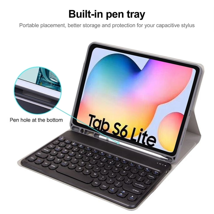 Round Cap Bluetooth Keyboard Leather Case with Pen Slot, without Touchpad For Samsung Galaxy Tab S7(Dark Blue+Black Keyboard) - Samsung Keyboard by buy2fix | Online Shopping UK | buy2fix