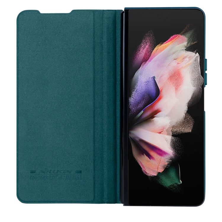 For Samsung Galaxy Z Fold4 5G NILLKIN QIN Series Pro Sliding Camera Cover Design Leather Phone Case(Cyan) - Galaxy Z Fold4 5G Cases by NILLKIN | Online Shopping UK | buy2fix