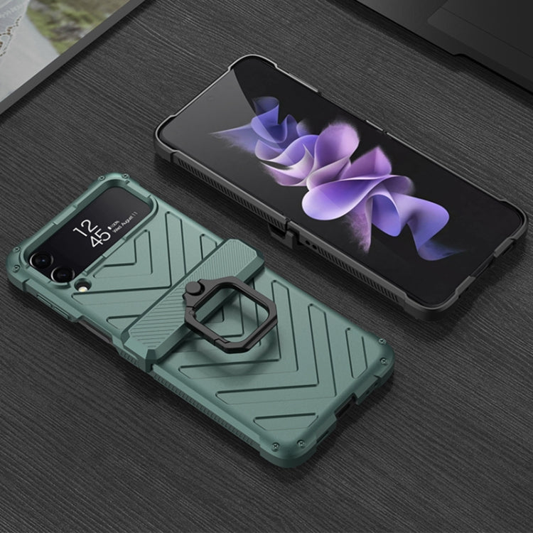 For Samsung Galaxy Z Flip4 GKK Sliding Camshield Magnetic Armor Flip Phone Case with Ring Holder(Forest Green) - Galaxy Z Flip4 5G Cases by GKK | Online Shopping UK | buy2fix