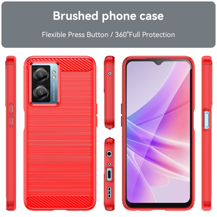 For OPPO A57S Carbon Fiber Brushed Texture TPU Case(Red) - OPPO Cases by buy2fix | Online Shopping UK | buy2fix