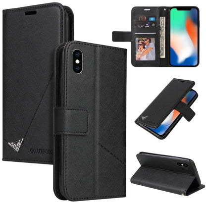 For iPhone X / XS GQUTROBE Right Angle Leather Phone Case(Black) - More iPhone Cases by GQUTROBE | Online Shopping UK | buy2fix