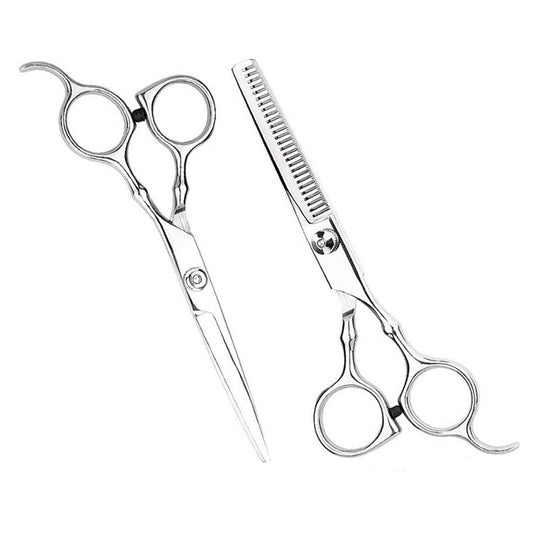 2 PCS Professional Hair Cutting Thinning Scissor Hairdressing Flat Shear Scissors Kit(Gold Silver) - Hair Trimmer by buy2fix | Online Shopping UK | buy2fix