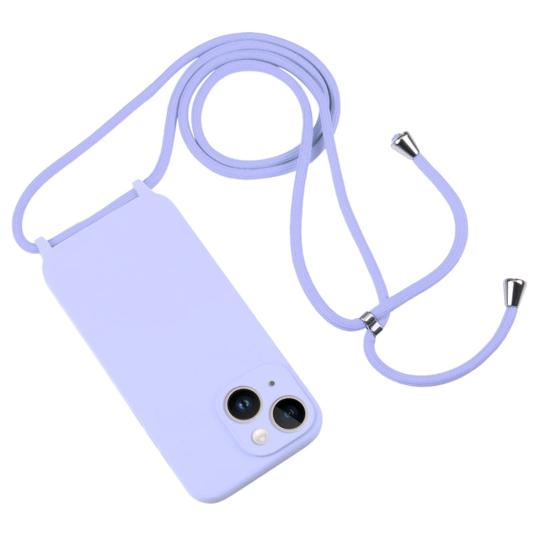 For iPhone 14 Plus Crossbody Lanyard Liquid Silicone Case(Light Purple) - iPhone 14 Plus Cases by buy2fix | Online Shopping UK | buy2fix