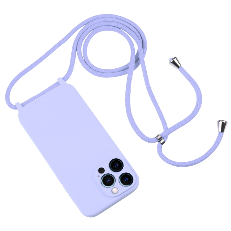 For iPhone 12 Pro Max Crossbody Lanyard Liquid Silicone Case(Light Purple) - iPhone 12 Pro Max Cases by buy2fix | Online Shopping UK | buy2fix