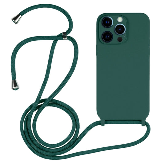 For iPhone 12 Pro Max Crossbody Lanyard Liquid Silicone Case(Pine Needle Green) - iPhone 12 Pro Max Cases by buy2fix | Online Shopping UK | buy2fix