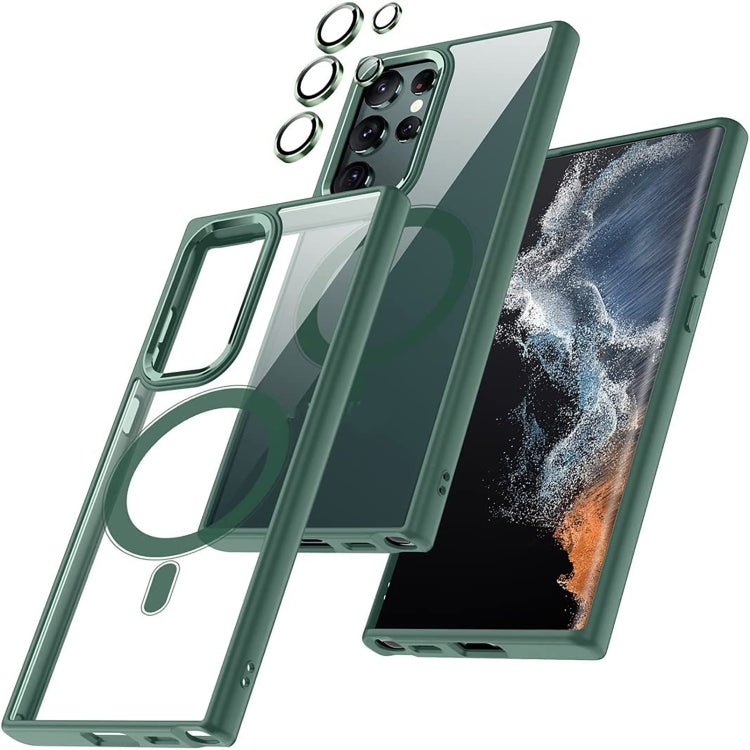 For Samsung Galaxy S22 Ultra Acrylic PC MagSafe Phone Case(Green) - Galaxy S22 Ultra 5G Cases by buy2fix | Online Shopping UK | buy2fix