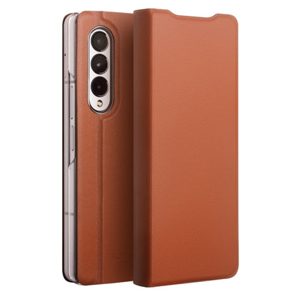 For Samsung Galaxy Z Fold3 5G/W22 5G QIALINO Ultrathin Genuine Leather Phone Case(Brown) - Galaxy Phone Cases by QIALINO | Online Shopping UK | buy2fix