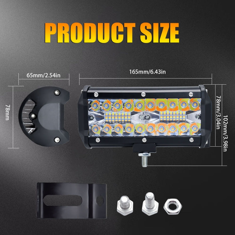 7 inch 15W 3 Row Car LED Strip Light Working Refit Off-road Vehicle Lamp Roof Strip Light with Yellow White Flash - In Car by buy2fix | Online Shopping UK | buy2fix