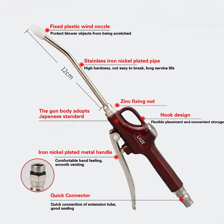 LAIZE Aluminum Alloy Cleaning Dust Removing Gun Strong Blow Dust Gun(Wine Red) - In Car by buy2fix | Online Shopping UK | buy2fix
