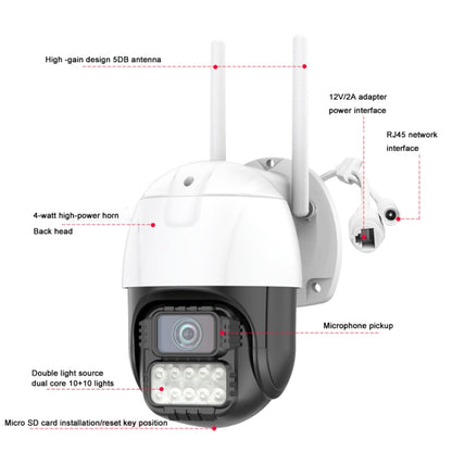 QX67 Humanoid Recognition AI Alarm WiFi Dome IP Camera, US Plug - Security by buy2fix | Online Shopping UK | buy2fix