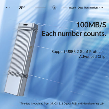 ORICO USB Flash Drive, Read: 100MB/s, Write: 50MB/s, Memory:64GB, Port:Type-C(Silver) - USB Flash Drives by ORICO | Online Shopping UK | buy2fix