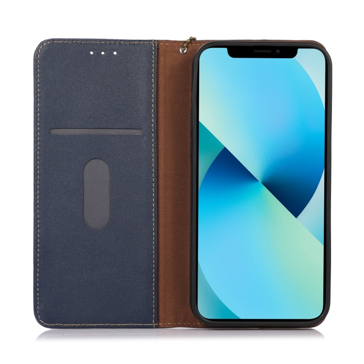 For Samsung Galaxy S23 5G KHAZNEH Nappa Top Layer Cowhide Leather Phone Case(Blue) - Galaxy S23 5G Cases by buy2fix | Online Shopping UK | buy2fix