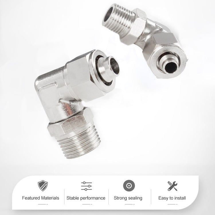 PL8-02 LAIZE Nickel Plated Copper Trachea Quick Fitting Twist Swivel Elbow Lock Female Connector -  by LAIZE | Online Shopping UK | buy2fix