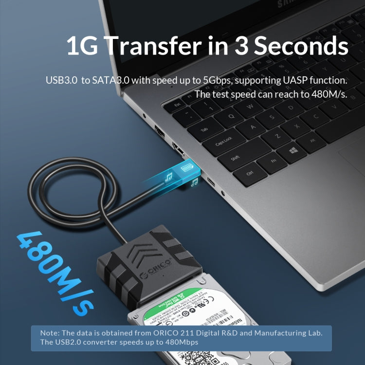 ORICO UTS1 Type-C / USB-C USB 3.0 2.5-inch SATA HDD Adapter with Silicone Case, Cable Length:0.3m - USB to IDE / SATA by ORICO | Online Shopping UK | buy2fix