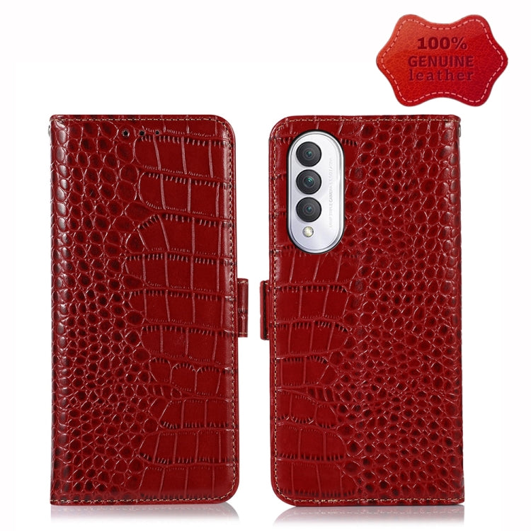 For Honor X20 SE Crocodile Top Layer Cowhide Leather Phone Case(Red) - Honor Cases by buy2fix | Online Shopping UK | buy2fix