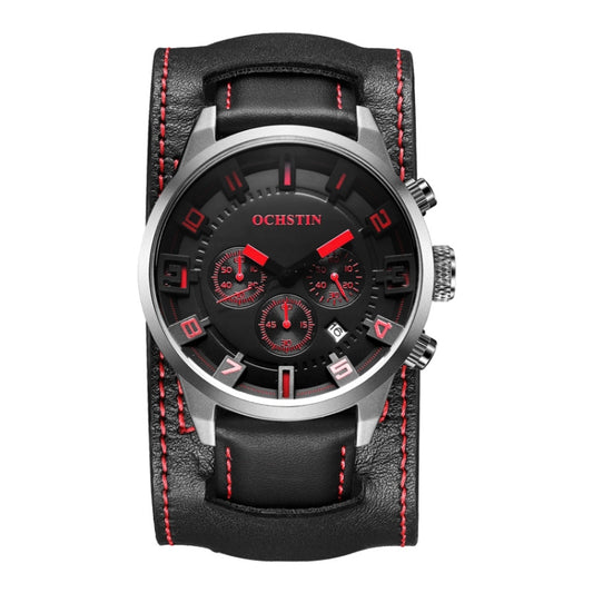 Ochstin 7236 Multifunctional Business Leather Wrist Wrist Waterproof Quartz Watch(Red+Black) - Leather Strap Watches by OCHSTIN | Online Shopping UK | buy2fix