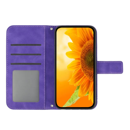 For T-Mobile Revvl 6 Pro 5G Skin Feel Sun Flower Pattern Flip Leather Phone Case with Lanyard(Dark Purple) - More Brand by buy2fix | Online Shopping UK | buy2fix