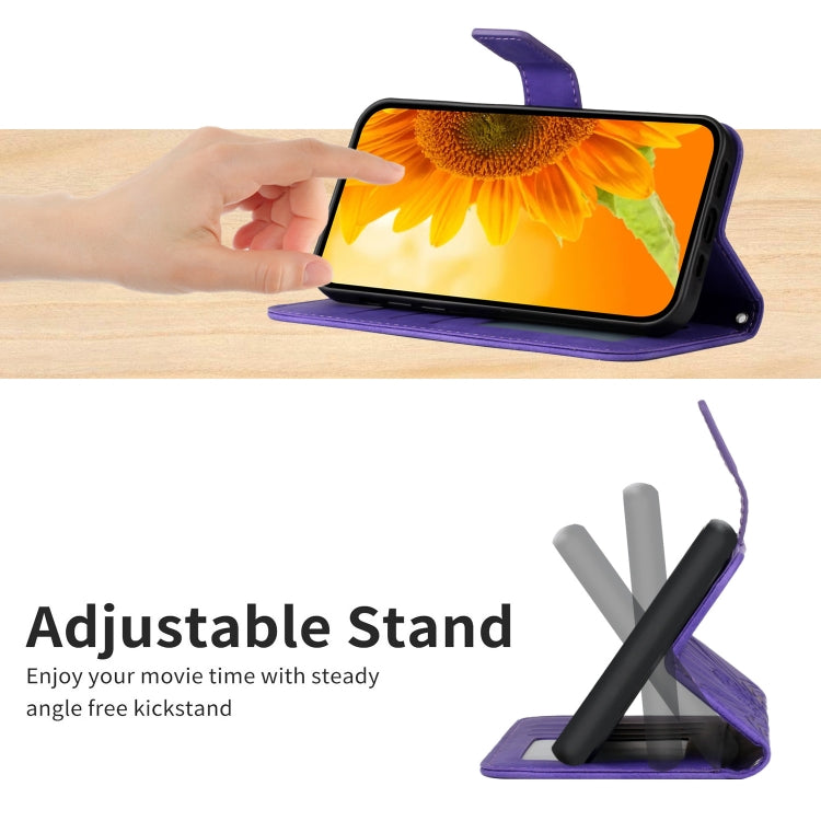 For T-Mobile Revvl 6 Pro 5G Skin Feel Sun Flower Pattern Flip Leather Phone Case with Lanyard(Dark Purple) - More Brand by buy2fix | Online Shopping UK | buy2fix