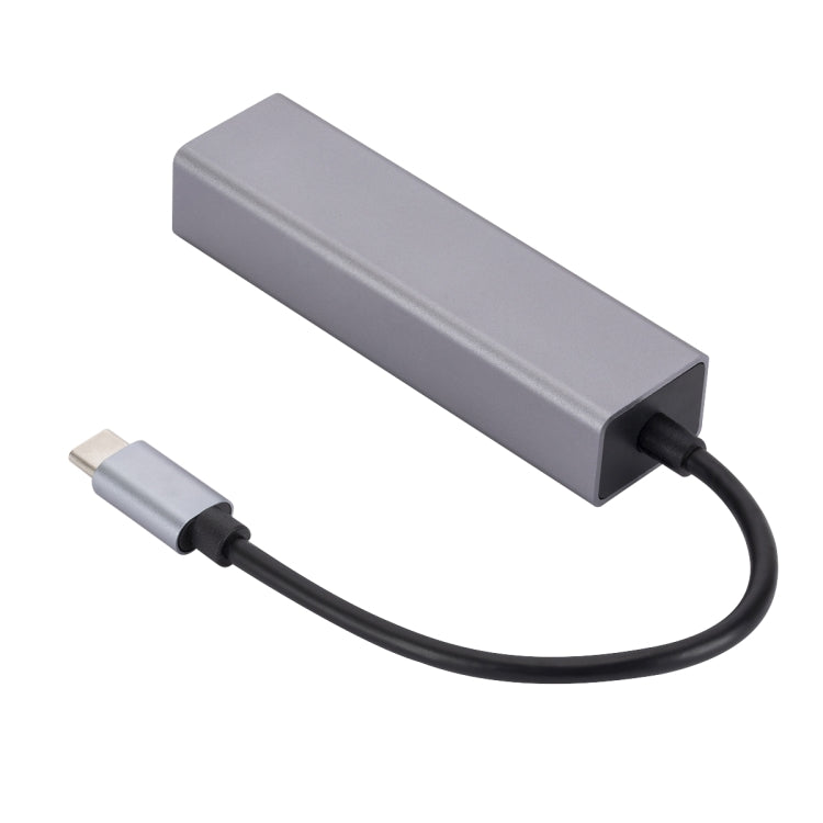 SL-030 USB-C / Type-C to Gigabit Ethernet RJ45 & 3 x USB 3.0 Adapter Converter HUB(Grey) - Computer & Networking by buy2fix | Online Shopping UK | buy2fix