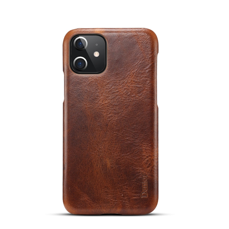 For iPhone 12 mini Denior Oil Wax Cowhide Phone Case(Brown) - iPhone 12 mini Cases by Denior | Online Shopping UK | buy2fix