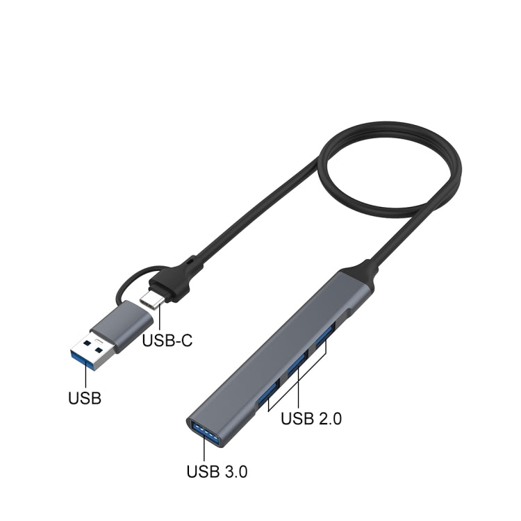 Onten OT-UCA9701 2 in 1 4-port Portable Multifunctional HUB Docking Station - USB HUB by Onten | Online Shopping UK | buy2fix