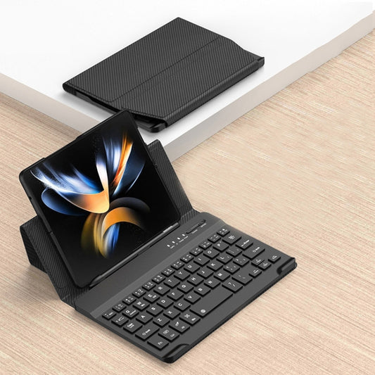 For Samsung Galaxy Z Fold3 5G / Fold4 5G / Mate X2 / Mate XS 2 GKK Magnetic Folding Bluetooth Keyboard Leather Case(Carbon Fibre Black) - Samsung Keyboard by GKK | Online Shopping UK | buy2fix