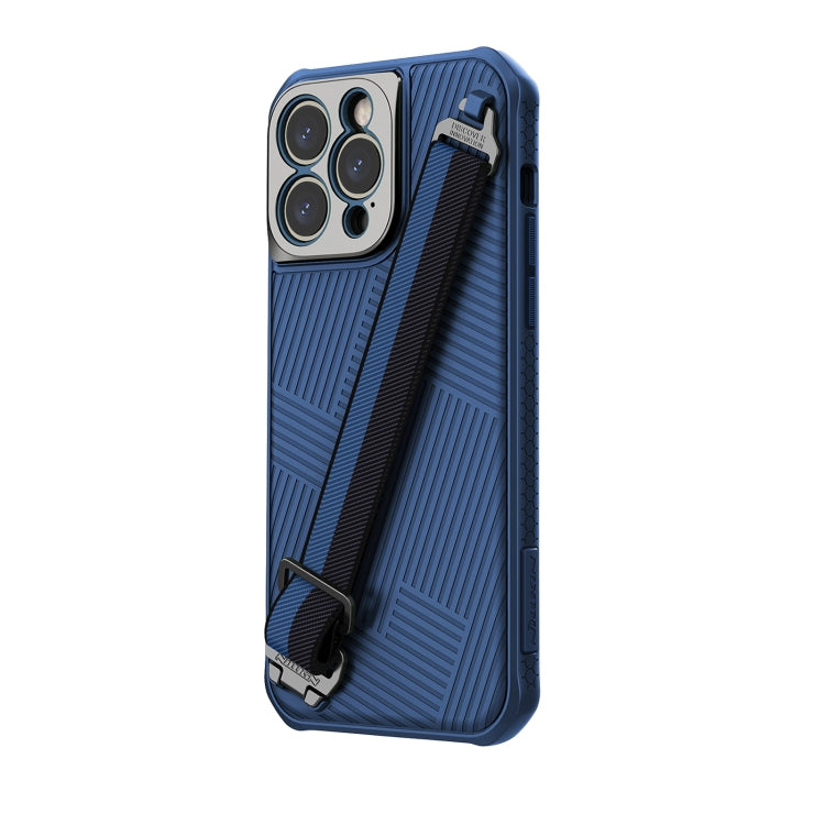 For iPhone 14 Pro Max NILLKIN Full Coverage Phone Case with Wrist Strap(Blue) - iPhone 14 Pro Max Cases by NILLKIN | Online Shopping UK | buy2fix