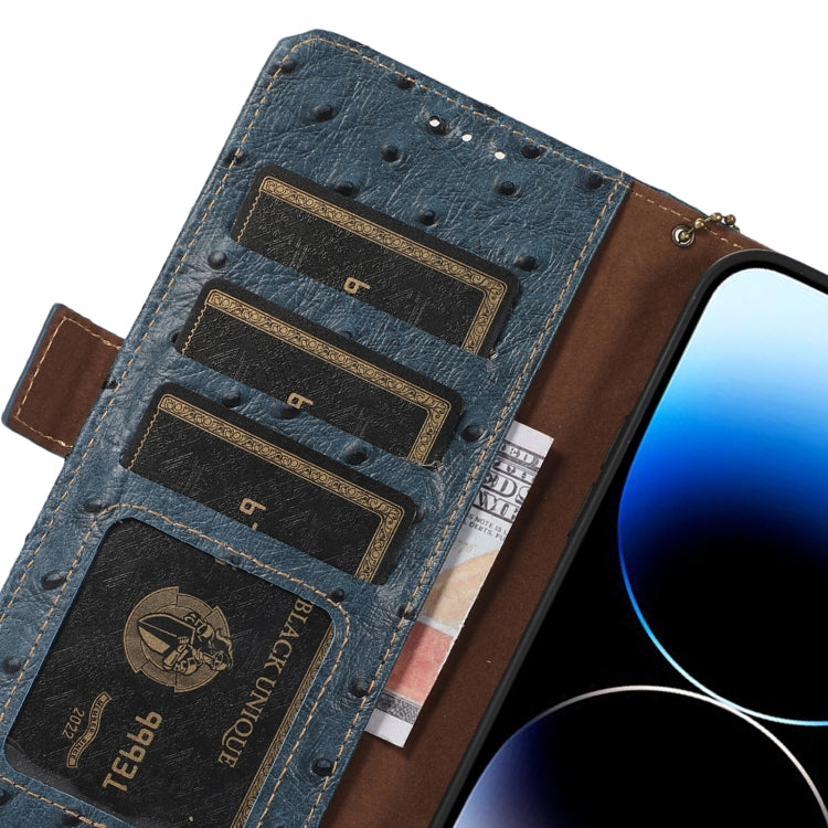 For Samsung Galaxy S23+ 5G Ostrich Pattern Genuine Leather RFID Phone Case(Blue) - Galaxy S23+ 5G Cases by buy2fix | Online Shopping UK | buy2fix